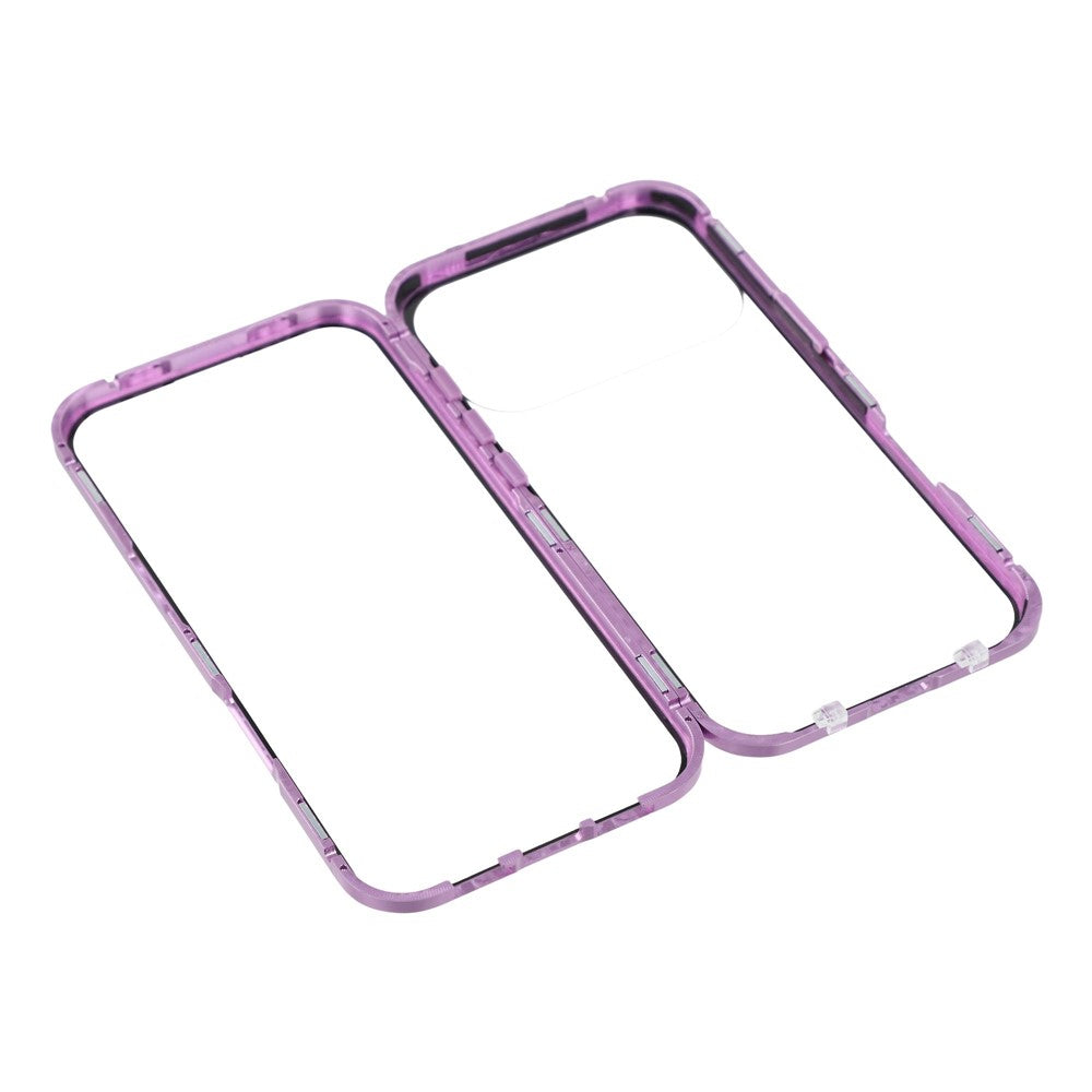 For iPhone 17 Pro Max Case Double-Sided Tempered Glass Magnetic Clear Phone Cover - Purple