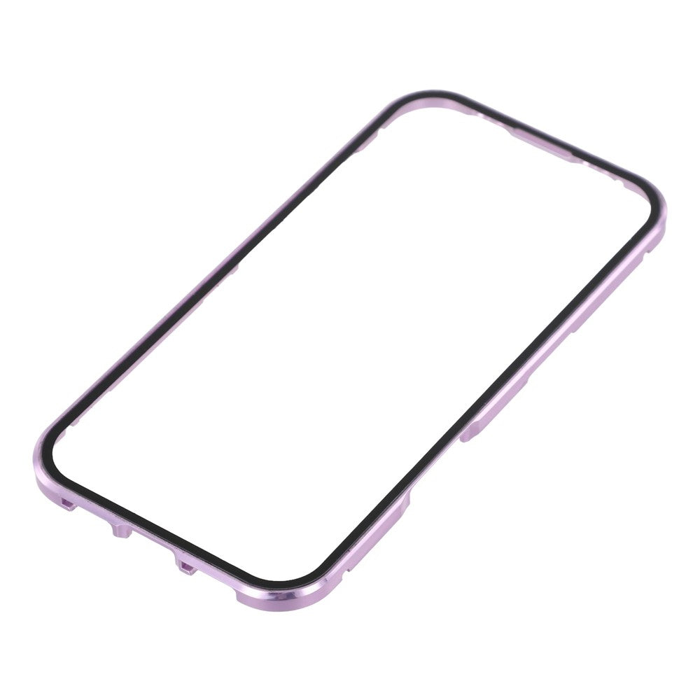 For iPhone 17 Pro Max Case Double-Sided Tempered Glass Magnetic Clear Phone Cover - Purple