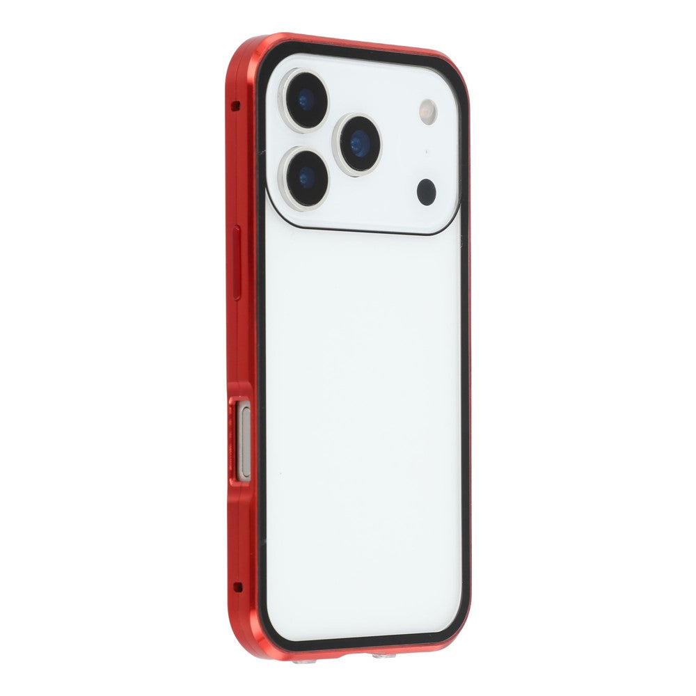 For iPhone 17 Pro Max Case Double-Sided Tempered Glass Magnetic Clear Phone Cover - Red