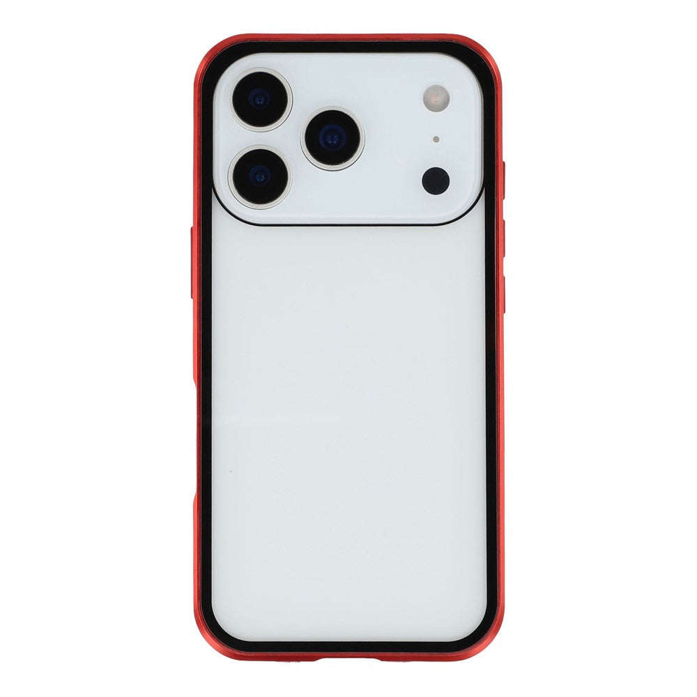For iPhone 17 Pro Max Case Double-Sided Tempered Glass Magnetic Clear Phone Cover - Red