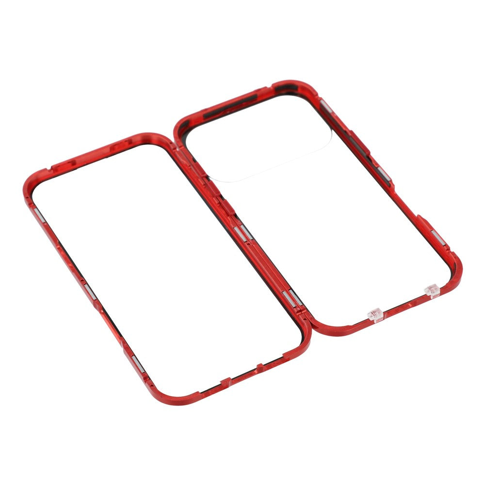 For iPhone 17 Pro Max Case Double-Sided Tempered Glass Magnetic Clear Phone Cover - Red