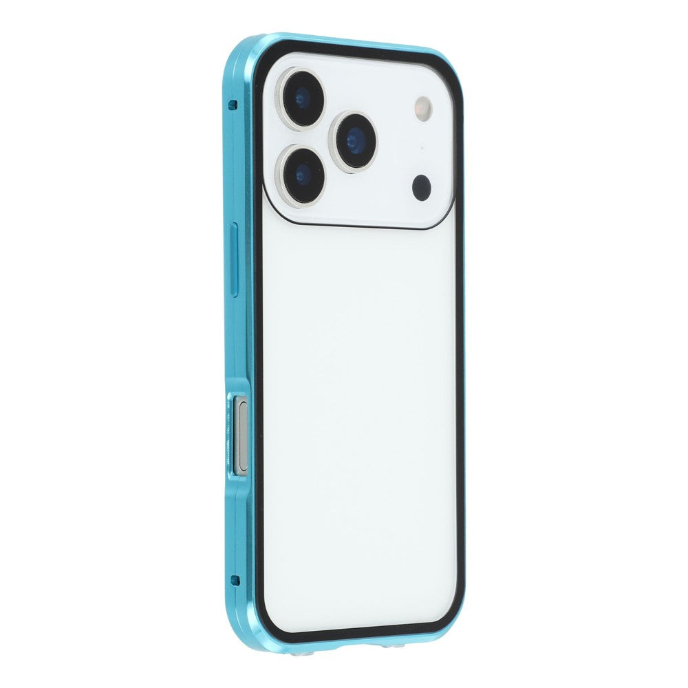 For iPhone 17 Pro Max Case Double-Sided Tempered Glass Magnetic Clear Phone Cover - Blue