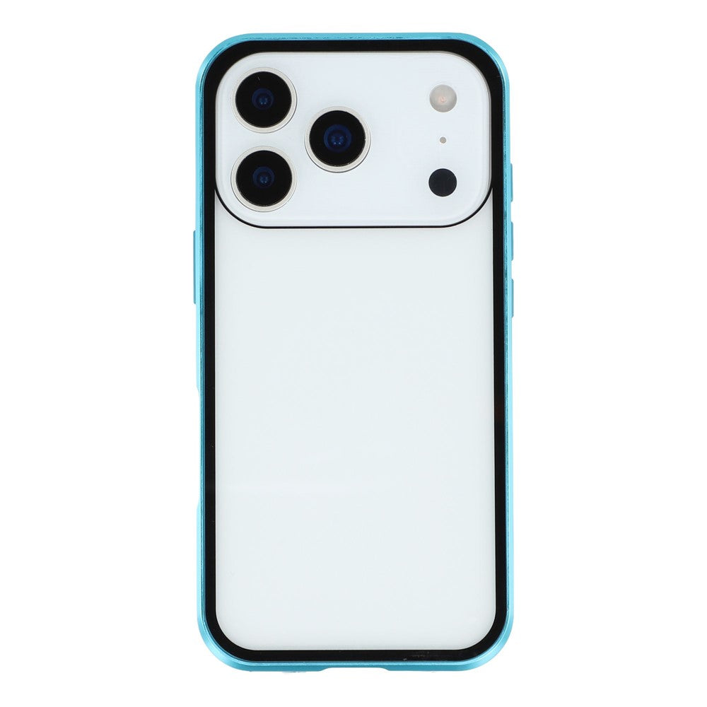 For iPhone 17 Pro Max Case Double-Sided Tempered Glass Magnetic Clear Phone Cover - Blue