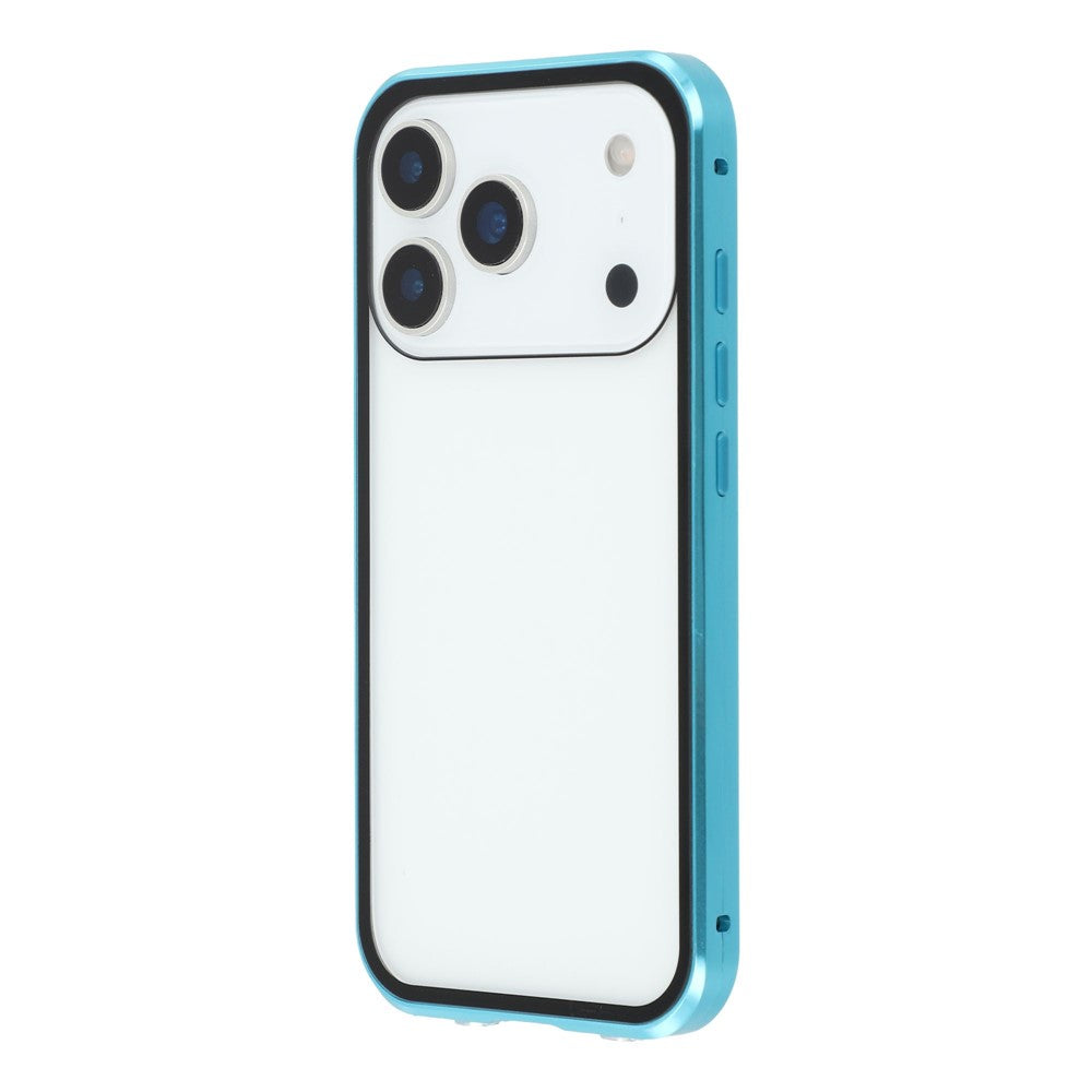 For iPhone 17 Pro Max Case Double-Sided Tempered Glass Magnetic Clear Phone Cover - Blue