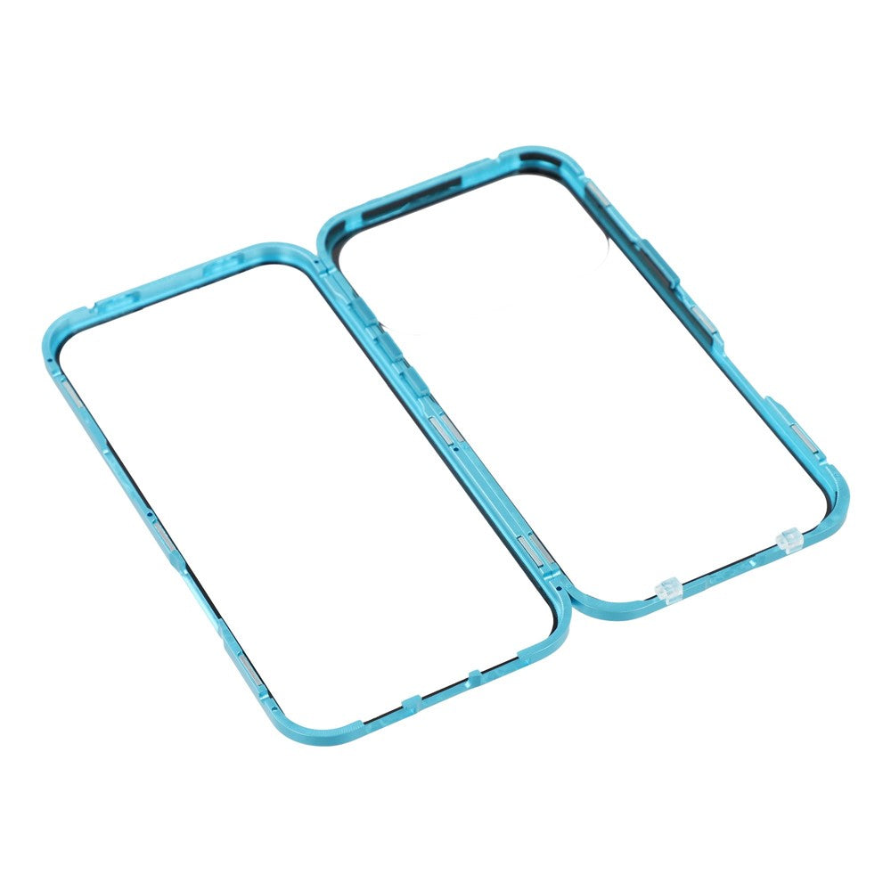 For iPhone 17 Pro Max Case Double-Sided Tempered Glass Magnetic Clear Phone Cover - Blue