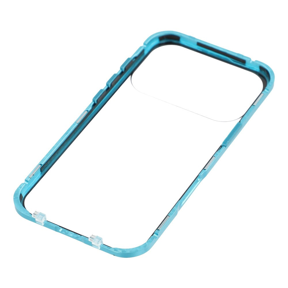 For iPhone 17 Pro Max Case Double-Sided Tempered Glass Magnetic Clear Phone Cover - Blue