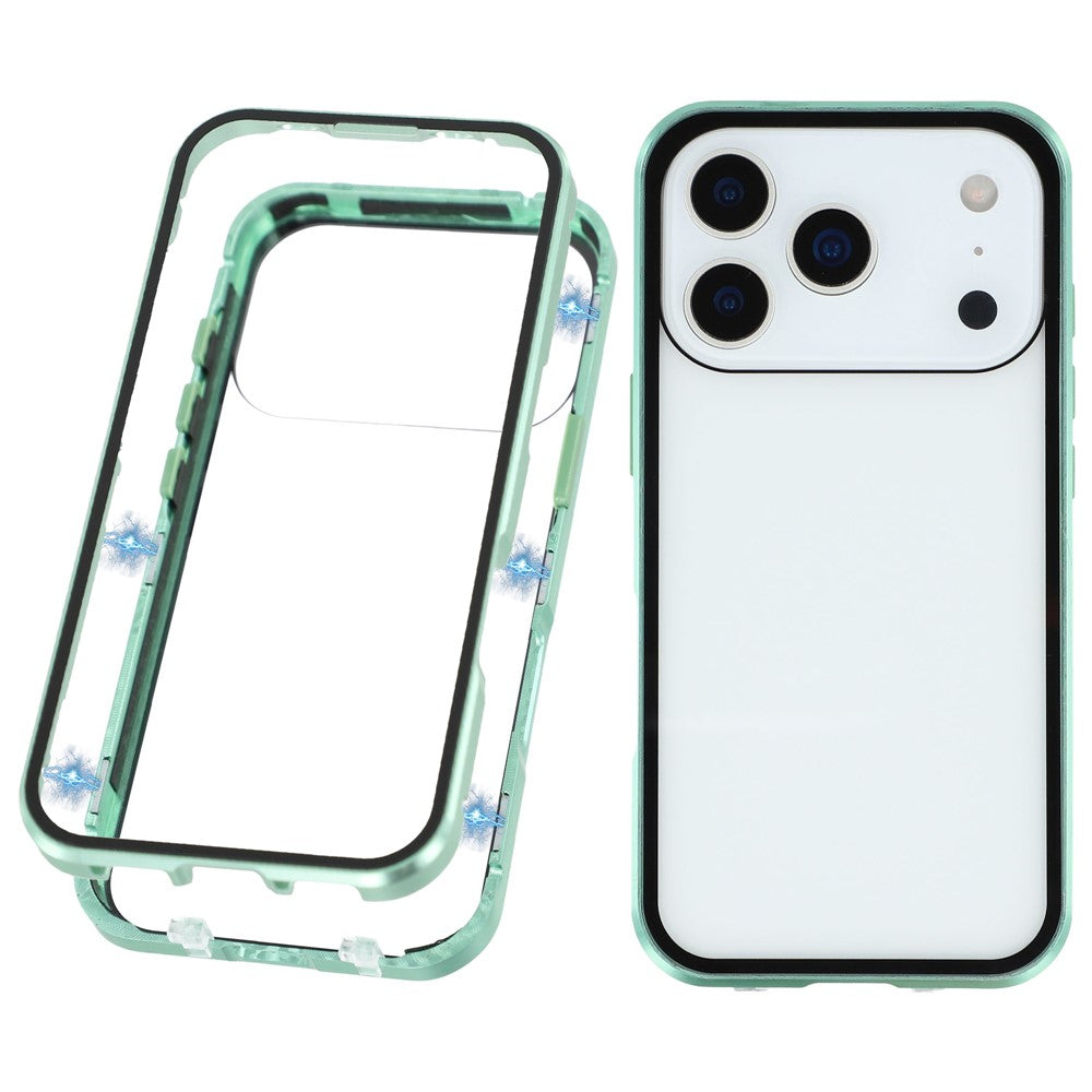 For iPhone 17 Pro Max Case Double-Sided Tempered Glass Magnetic Clear Phone Cover - Green