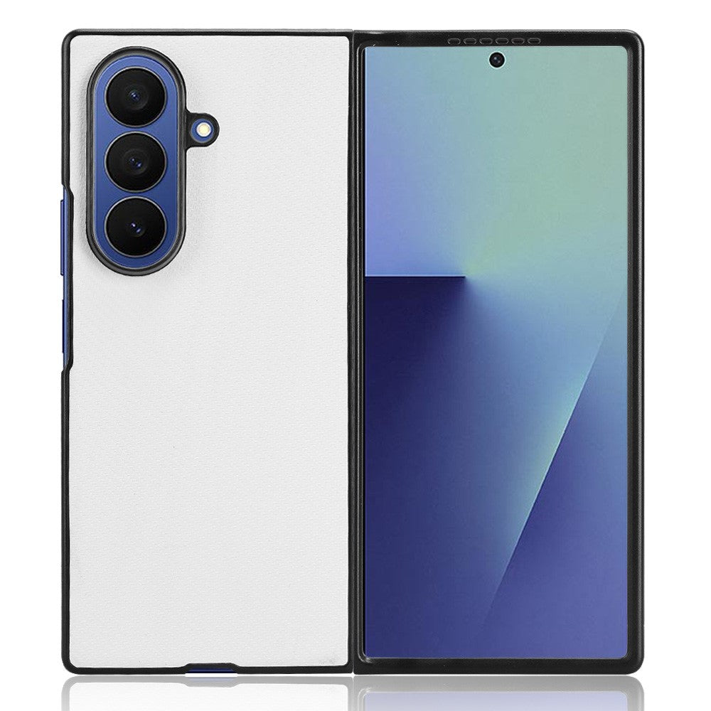 For Samsung Galaxy Z Fold7 5G Case Carbon Fiber Texture Shockproof PU + PC Phone Cover - White