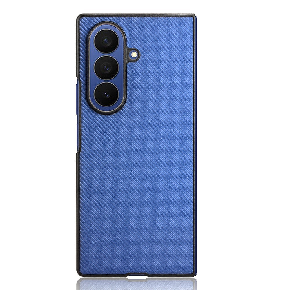 For Samsung Galaxy Z Fold7 5G Case Carbon Fiber Texture Shockproof PU + PC Phone Cover - Blue