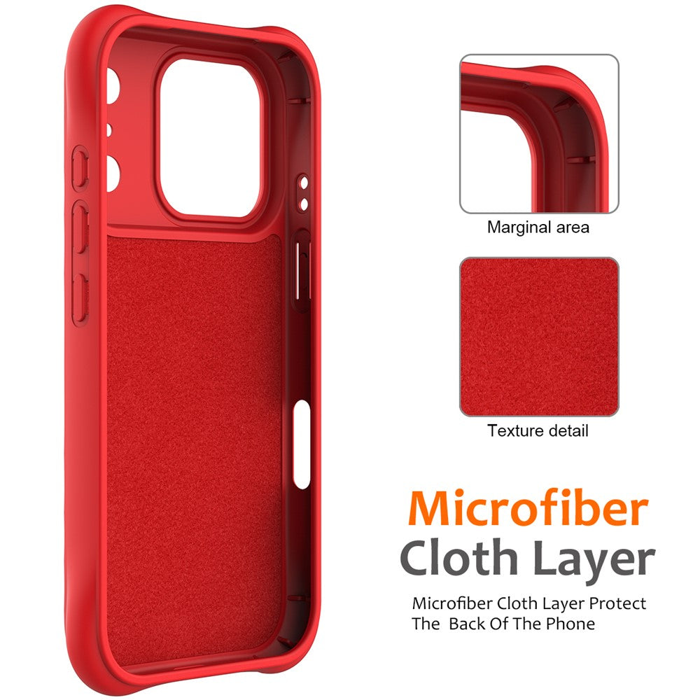 For iPhone 17 Pro Max Case Compatible with MagSafe Ripple Texture Liquid Silicone Protective Cover with Strap - Red