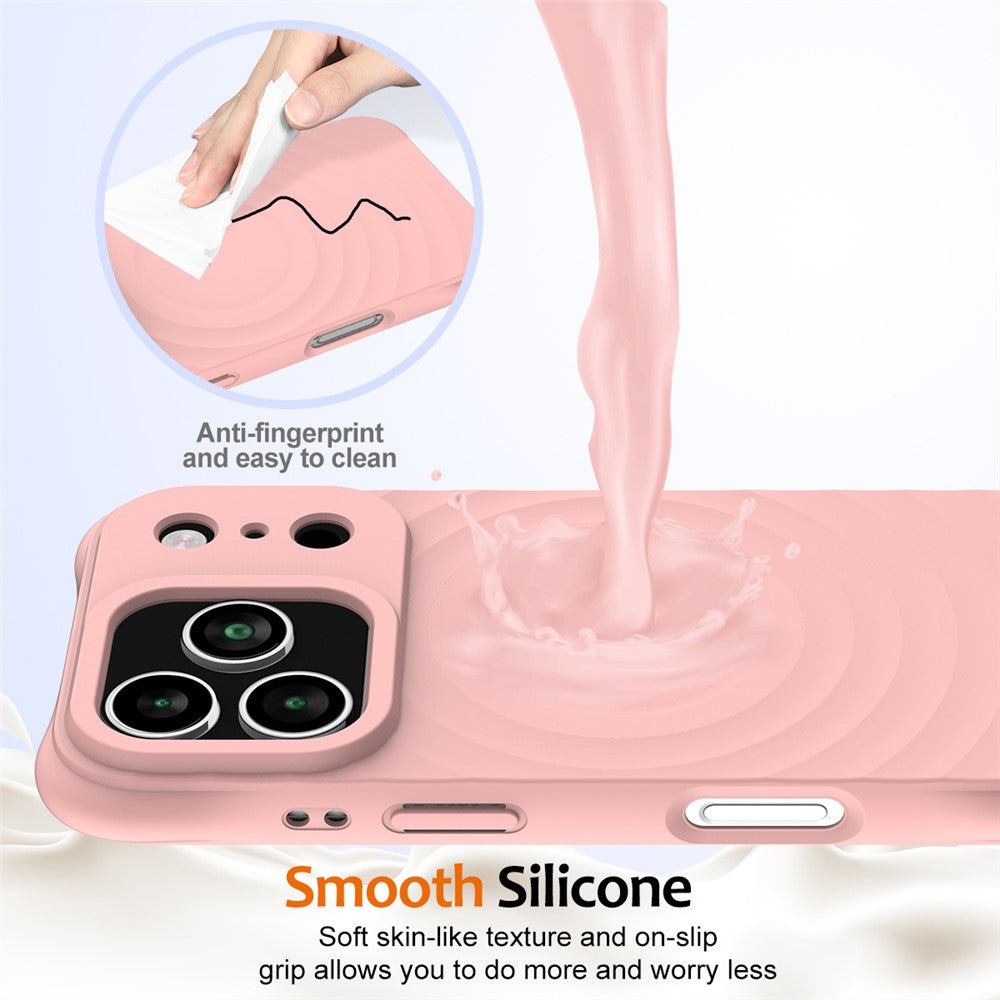 For iPhone 17 Pro Max Case Compatible with MagSafe Ripple Texture Liquid Silicone Protective Cover with Strap - Pink