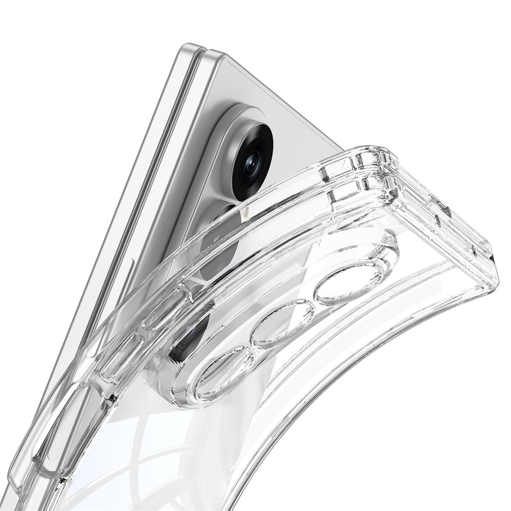 GKK For Samsung Galaxy Z Fold7 5G Magnetic Case Airbag Drop Proof TPU + PC Phone Back Cover Anti-Yellow - Transparent Black