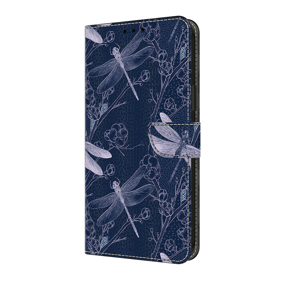 For iPhone 17 Pro Max Wallet Case Pattern Printing PU Leather Flip Stand Phone Cover - Dragonfly