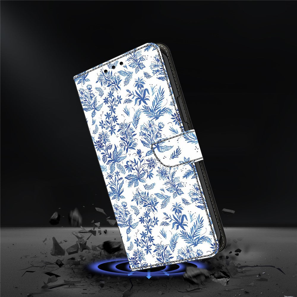 For iPhone 17 Pro Max Wallet Case Pattern Printing PU Leather Flip Stand Phone Cover - Flower Field