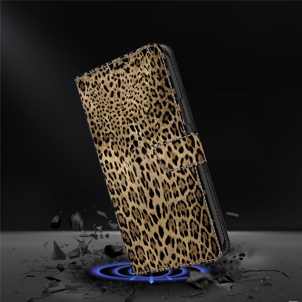 For iPhone 17 Pro Max Wallet Case Pattern Printing PU Leather Flip Stand Phone Cover - Leopard Print