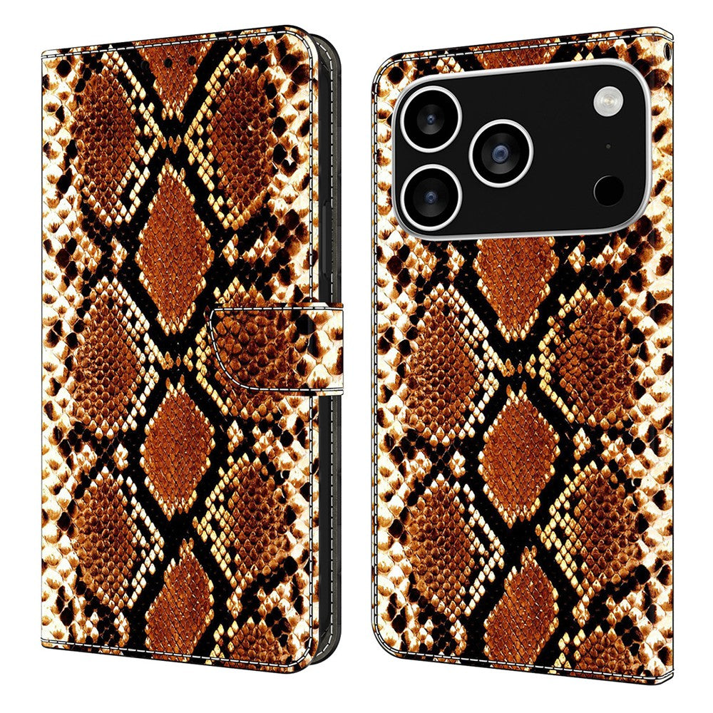 For iPhone 17 Pro Max Wallet Case Pattern Printing PU Leather Flip Stand Phone Cover - Metallic Scales