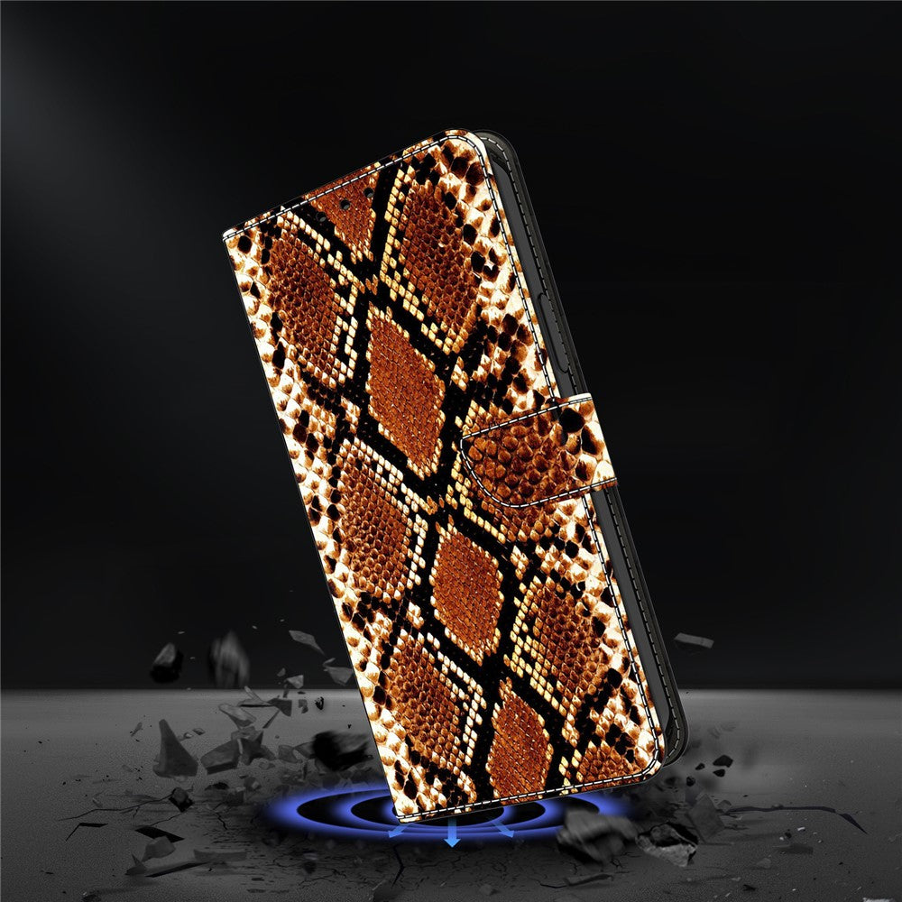 For iPhone 17 Pro Max Wallet Case Pattern Printing PU Leather Flip Stand Phone Cover - Metallic Scales