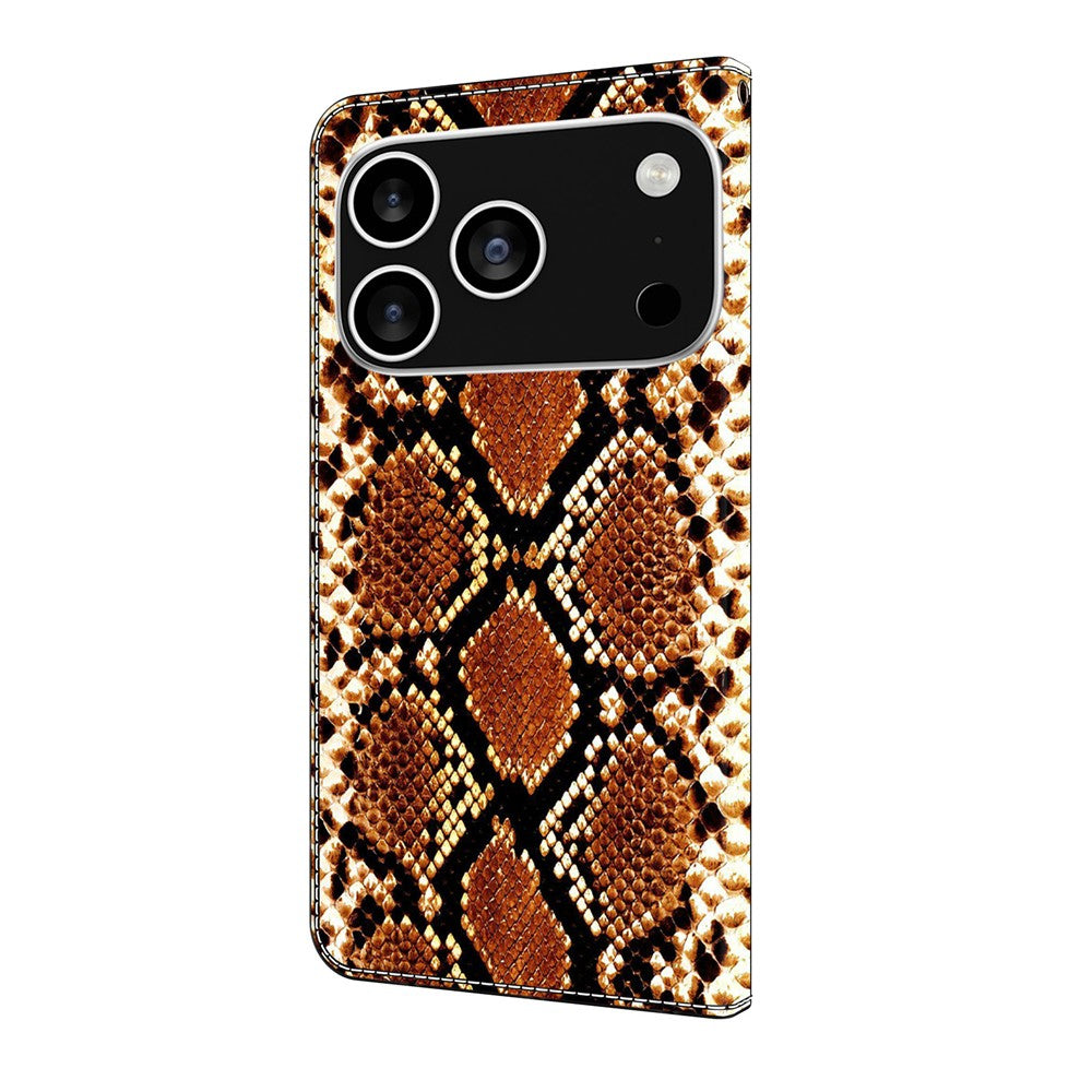 For iPhone 17 Pro Max Wallet Case Pattern Printing PU Leather Flip Stand Phone Cover - Metallic Scales
