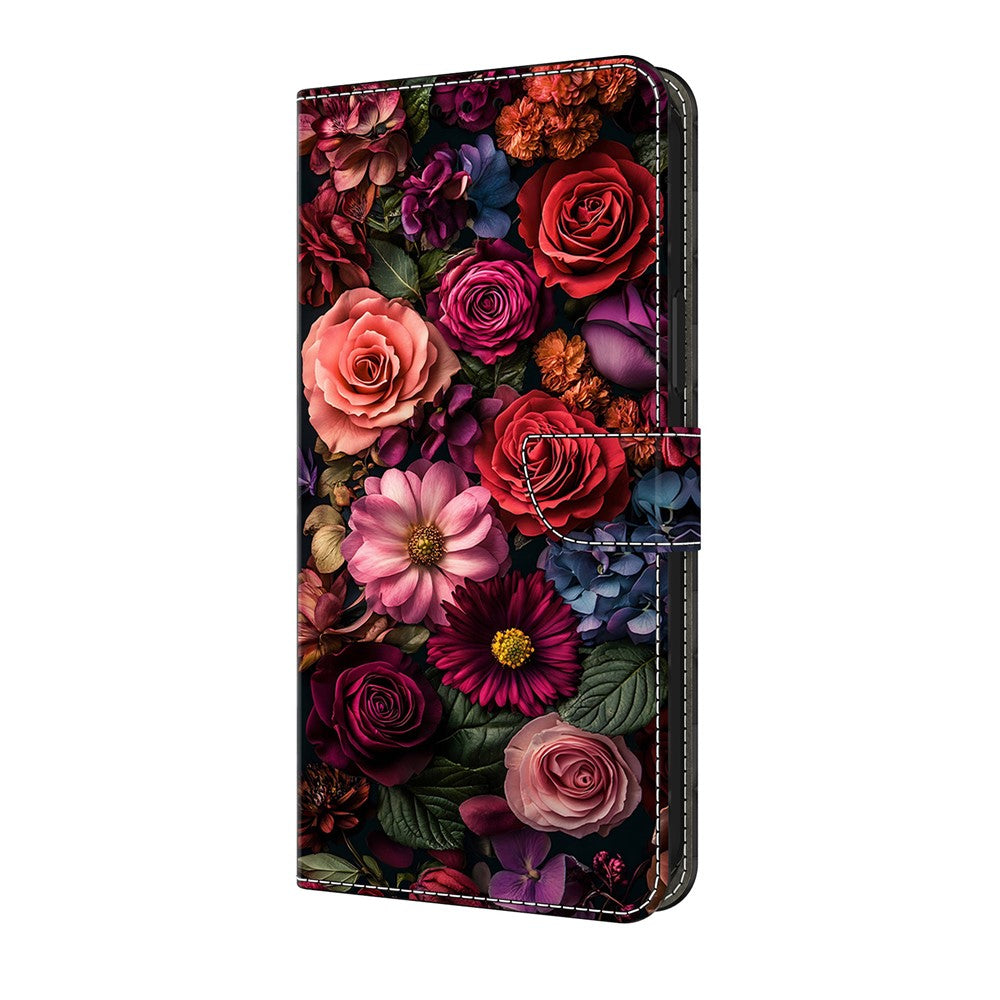 For iPhone 17 Pro Max Wallet Case Pattern Printing PU Leather Flip Stand Phone Cover - Floral