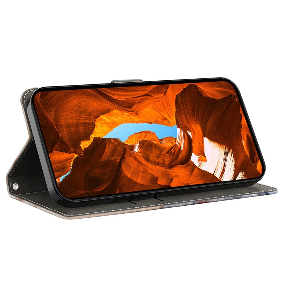 For iPhone 17 Pro Max Wallet Case Pattern Printing PU Leather Flip Stand Phone Cover - LOVE