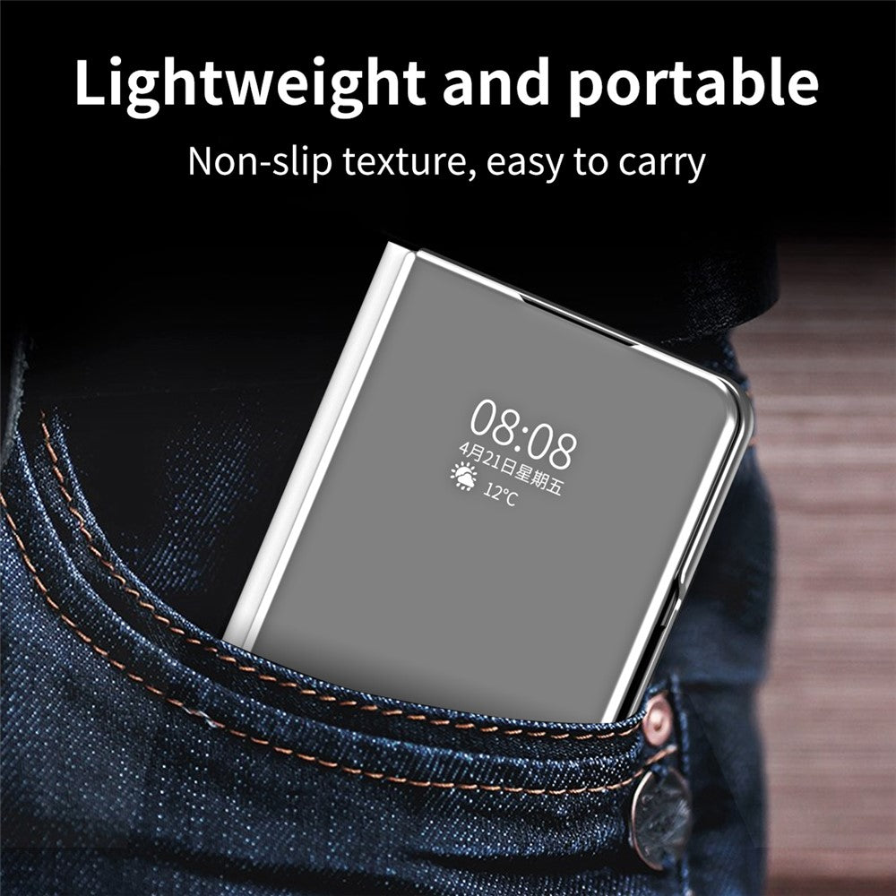 For Samsung Galaxy Z Fold7 5G Case Electroplating View Window Stand Leather Phone Cover - Silver