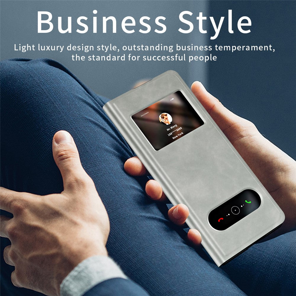 For Samsung Galaxy Z Fold7 5G Case View Window PU Leather Phone Cover - White