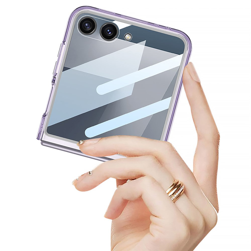 GKK For Samsung Galaxy Z Flip7 5G Case PC + Tempered Glass Protective Phone Cover - Transparent