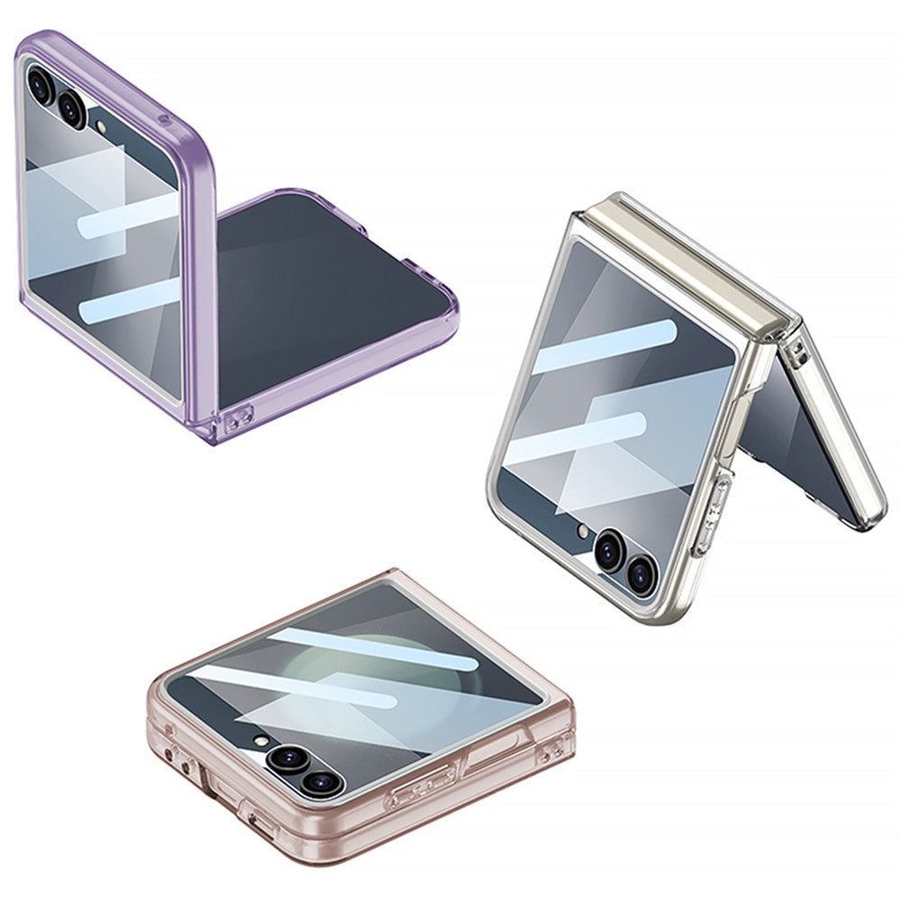 GKK For Samsung Galaxy Z Flip7 5G Case PC + Tempered Glass Protective Phone Cover - Transparent