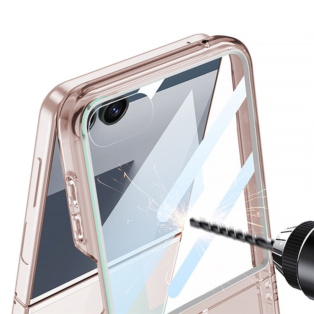 GKK For Samsung Galaxy Z Flip7 5G Case PC + Tempered Glass Protective Phone Cover - Transparent Black