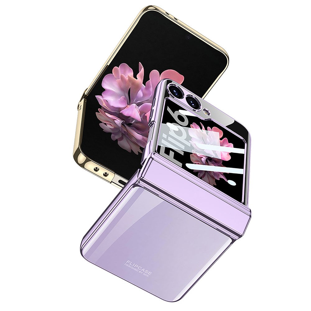 GKK For Samsung Galaxy Z Flip7 5G Case Hinge Protection PC Tempered Glass Clear Phone Back Cover - Silver