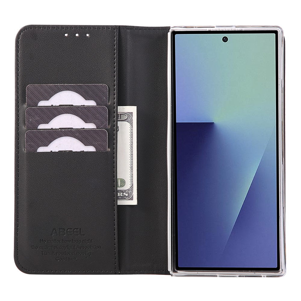 ABEEL For Samsung Galaxy Z Fold7 5G Phone Case RFID Blocking Leather Flip Cover - Black