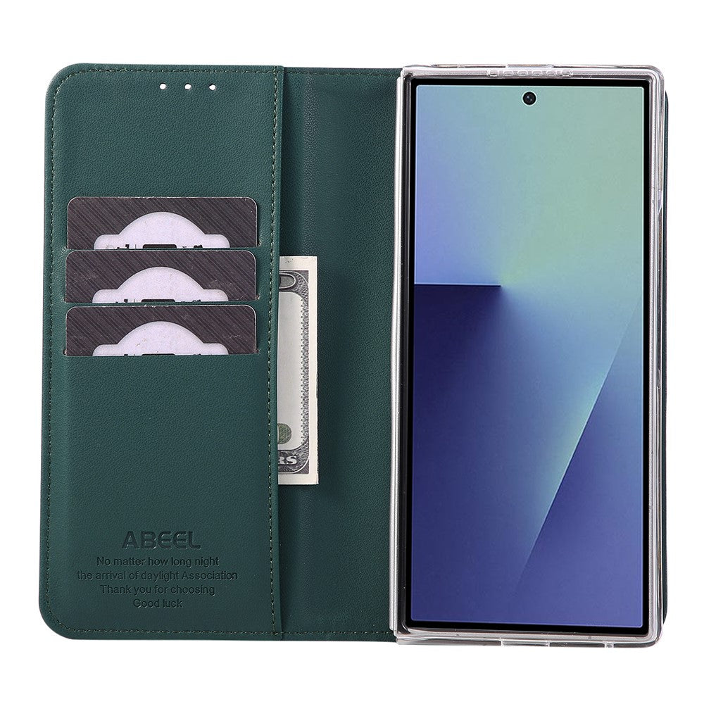 ABEEL For Samsung Galaxy Z Fold7 5G Phone Case RFID Blocking Leather Flip Cover - Green