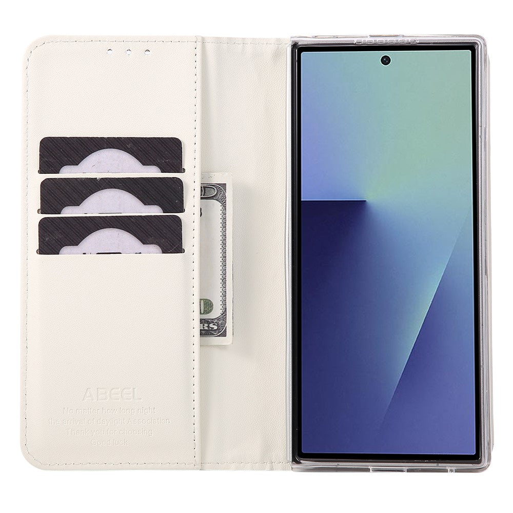 ABEEL For Samsung Galaxy Z Fold7 5G Phone Case RFID Blocking Leather Flip Cover - White