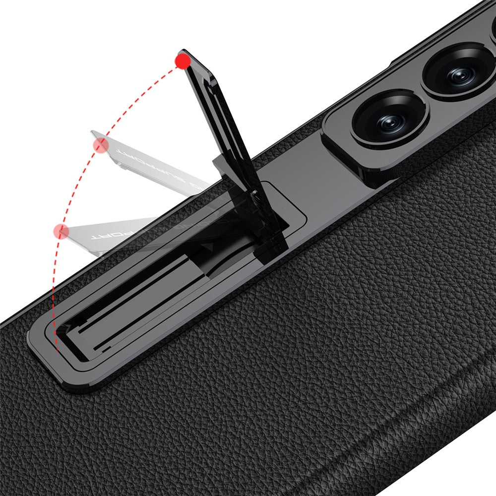 GKK For Samsung Galaxy Z Fold7 5G Case with Kickstand PU PC Tempered Glass Protective Phone Cover - Grey