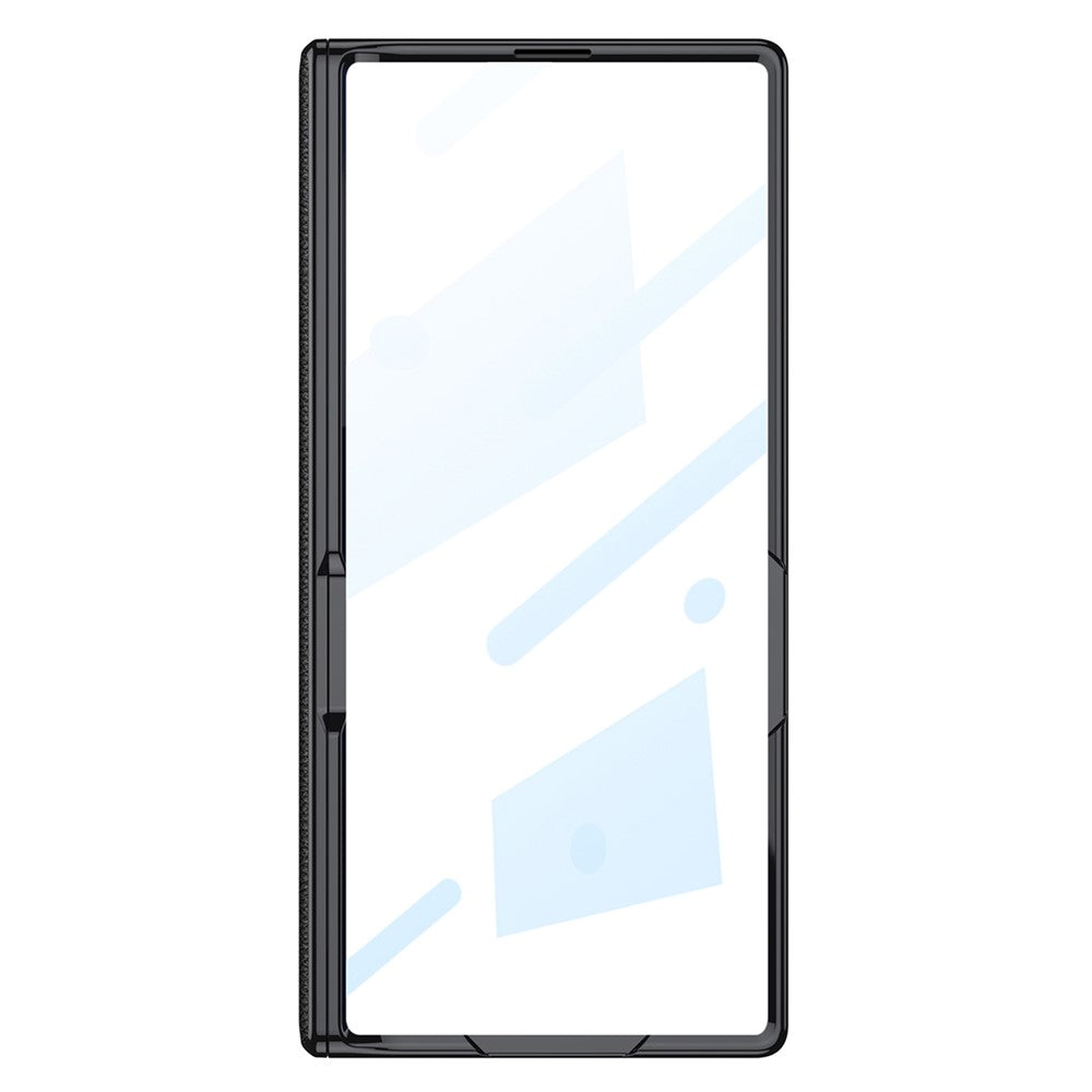 GKK For Samsung Galaxy Z Fold7 5G Case with Kickstand PU PC Tempered Glass Protective Phone Cover - Black / Gold