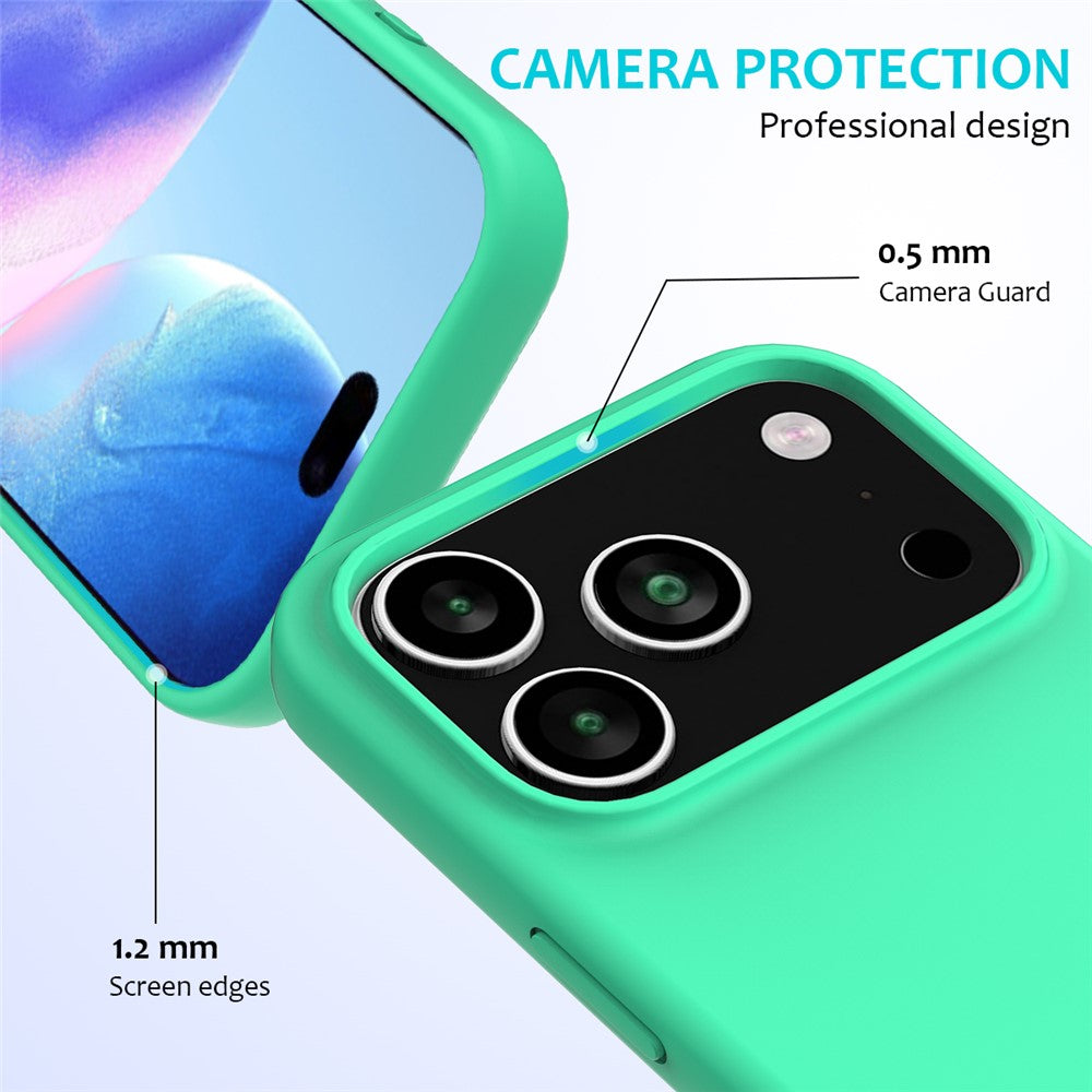 For iPhone 17 Pro Max Case Drop Proof Liquid Silicone Soft Lining Back Phone Cover - Green