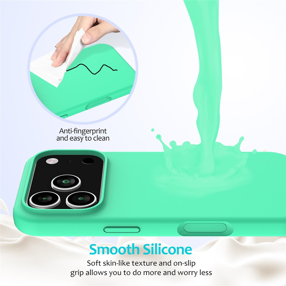 For iPhone 17 Pro Max Case Drop Proof Liquid Silicone Soft Lining Back Phone Cover - Green