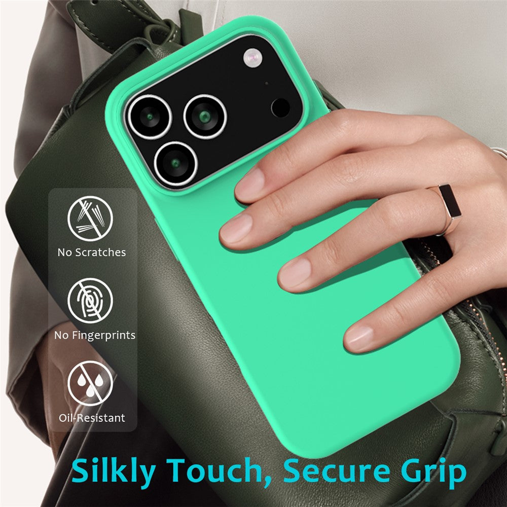 For iPhone 17 Pro Max Case Drop Proof Liquid Silicone Soft Lining Back Phone Cover - Green