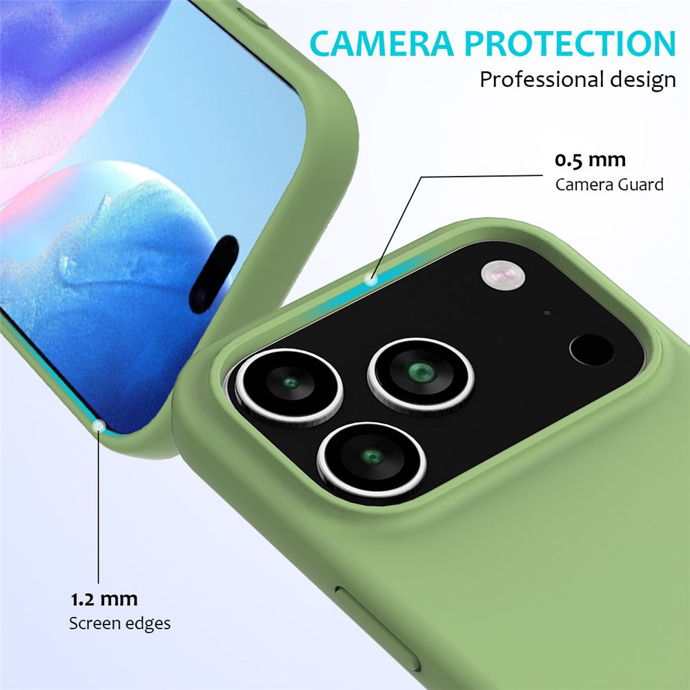 For iPhone 17 Pro Max Case Drop Proof Liquid Silicone Soft Lining Back Phone Cover - Mint Green