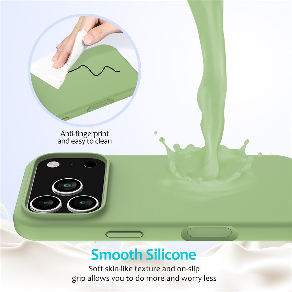 For iPhone 17 Pro Max Case Drop Proof Liquid Silicone Soft Lining Back Phone Cover - Mint Green