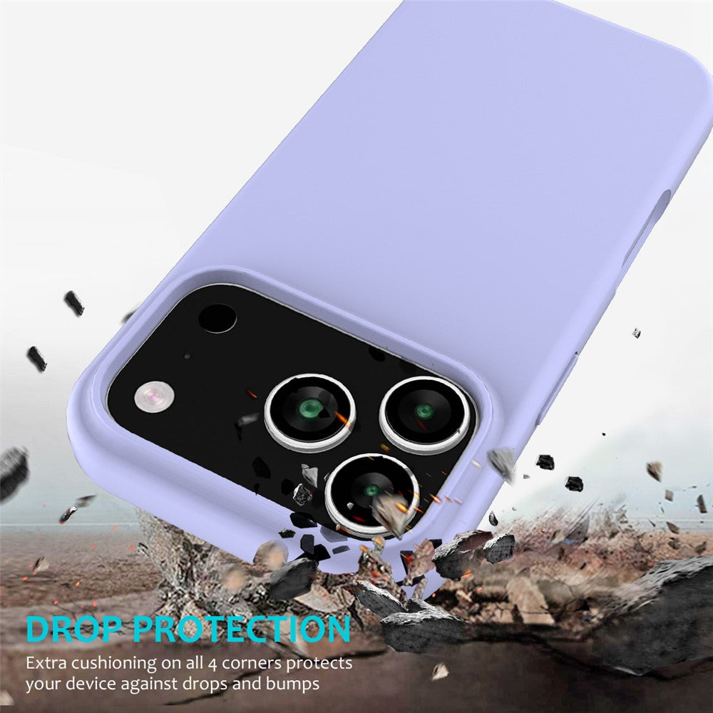 For iPhone 17 Pro Max Case Drop Proof Liquid Silicone Soft Lining Back Phone Cover - Purple