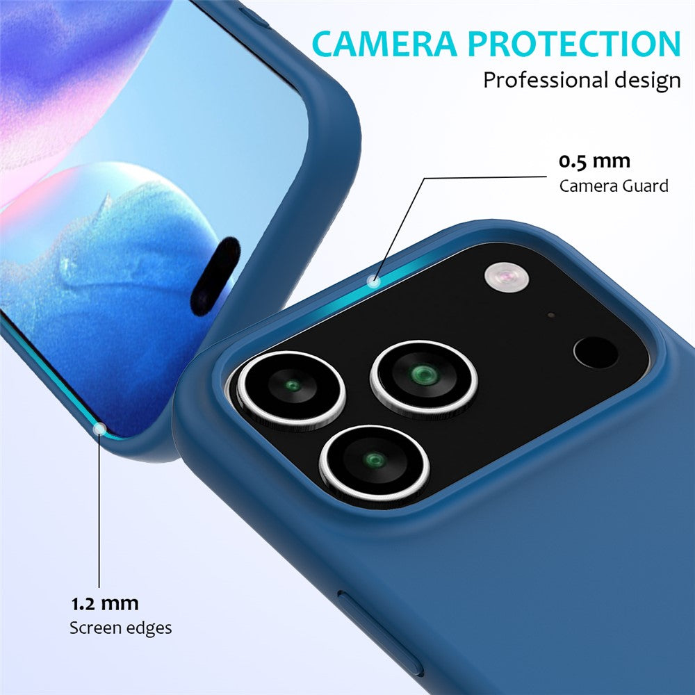 For iPhone 17 Pro Max Case Drop Proof Liquid Silicone Soft Lining Back Phone Cover - Blue