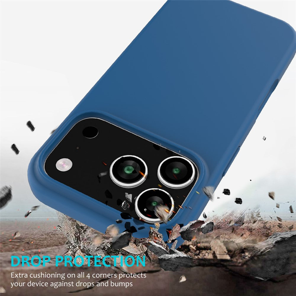 For iPhone 17 Pro Max Case Drop Proof Liquid Silicone Soft Lining Back Phone Cover - Blue
