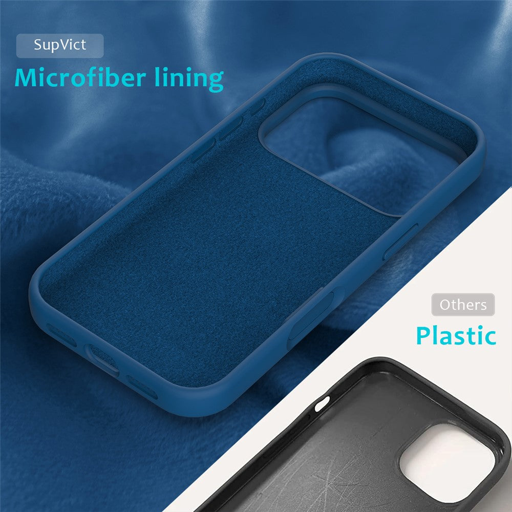 For iPhone 17 Pro Max Case Drop Proof Liquid Silicone Soft Lining Back Phone Cover - Blue