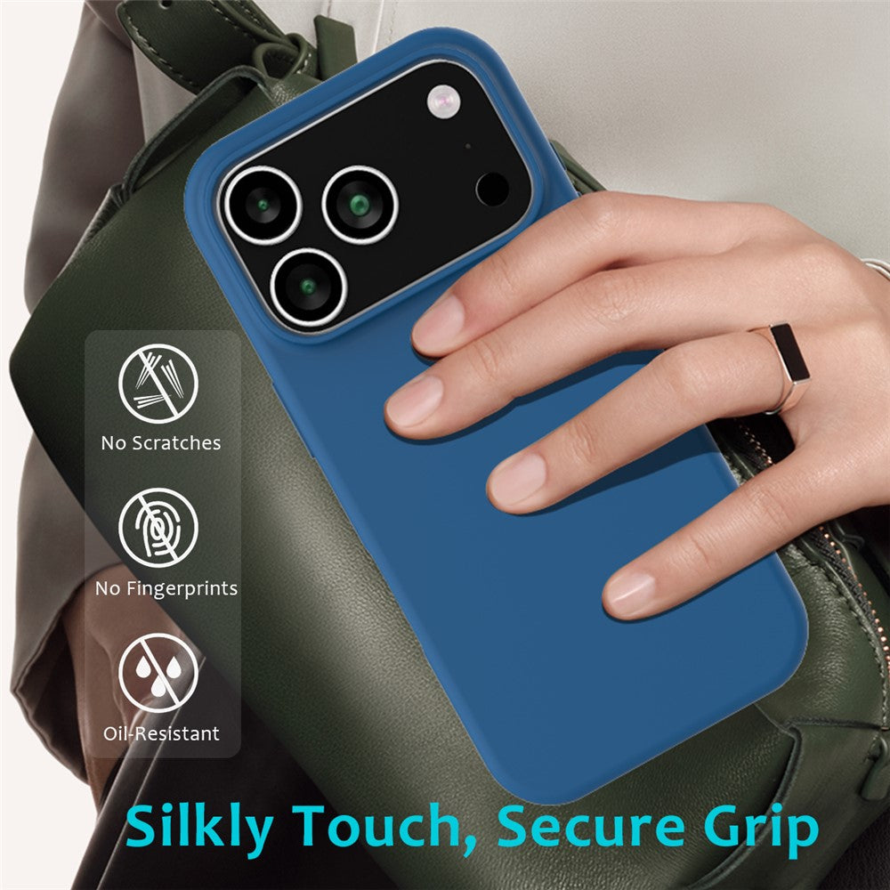 For iPhone 17 Pro Max Case Drop Proof Liquid Silicone Soft Lining Back Phone Cover - Blue