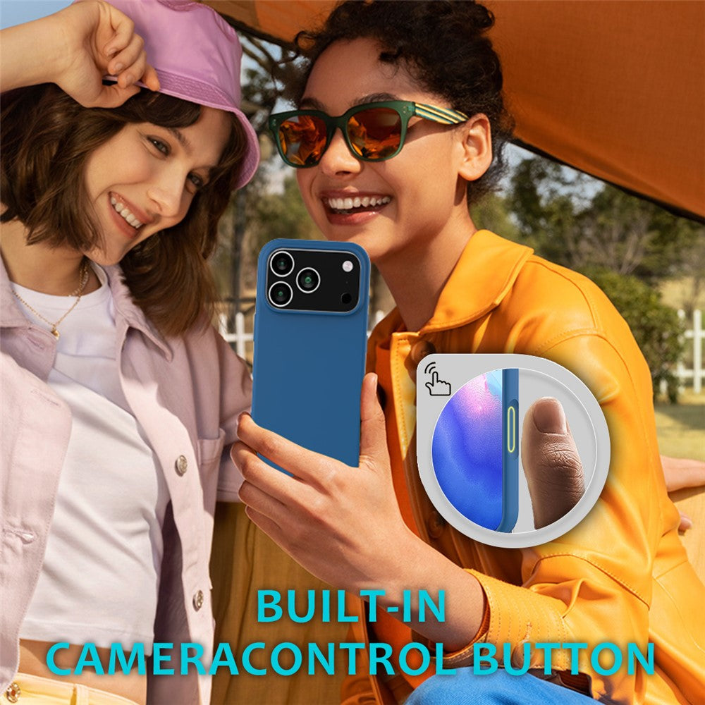 For iPhone 17 Pro Max Case Drop Proof Liquid Silicone Soft Lining Back Phone Cover - Blue