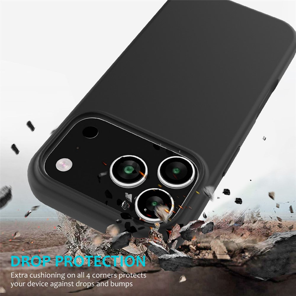 For iPhone 17 Pro Max Case Drop Proof Liquid Silicone Soft Lining Back Phone Cover - Black