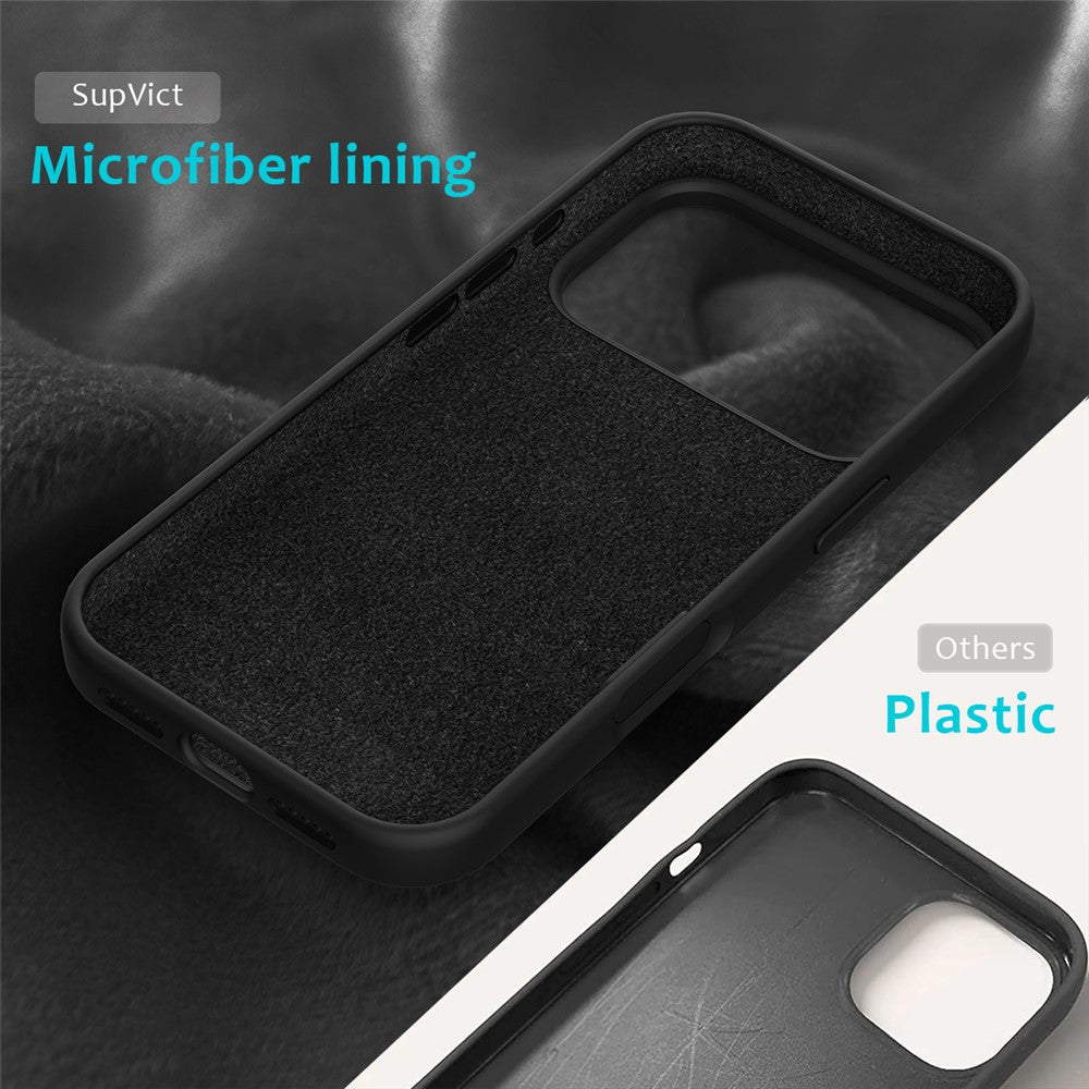 For iPhone 17 Pro Max Case Drop Proof Liquid Silicone Soft Lining Back Phone Cover - Black