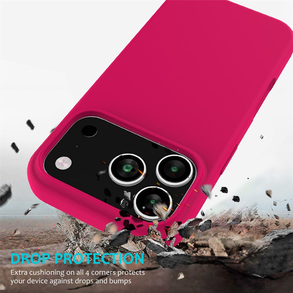 For iPhone 17 Pro Max Case Drop Proof Liquid Silicone Soft Lining Back Phone Cover - Rose
