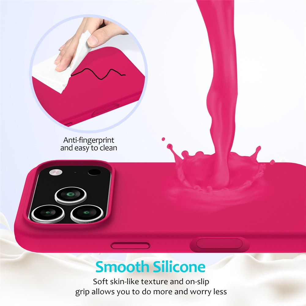 For iPhone 17 Pro Max Case Drop Proof Liquid Silicone Soft Lining Back Phone Cover - Rose